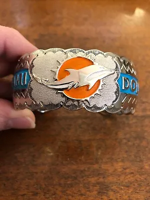 Navajo Mens Bracelet NFL Miami Dolphins Cuff Nice Native American Workmanship #A • $115