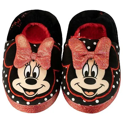 Disney Minnie Mouse Slippers Kids Girls UK Shoe Size 5-10 Slip On Shoes Indoor • £15.99