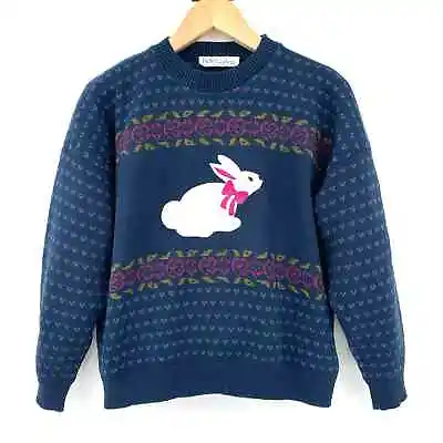 Kate Collins Vintage 90s Women’s XL Bunny Sweater Fair Isle Made In The USA • $19.99