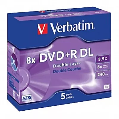 Verbatim DVD+R DL (Dual Layer) 8.5GB/8X -  5 Pack Jewel Cases DataLifePlus • $18.45