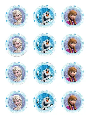 12 Frozen Elsa Anna Olaf Edible Paper Cupcake Cookie Toppers CHOOSE SIZE • $5