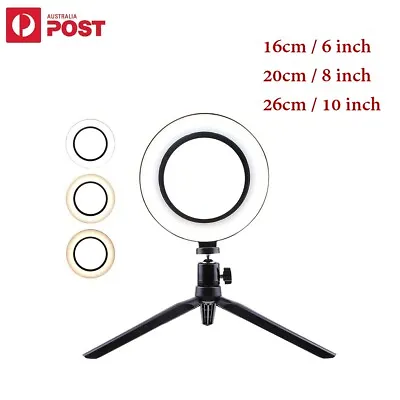 $14.37 • Buy 6-10 Inch Dimmable LED Ring Light Tripod Stand Selfie Mini Circle Lamp Make Up