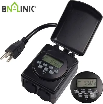 BN-LINK 7Day Outdoor Heavy Duty Digital Programmable Timer Dual Outlet 125V 60Hz • $15.99