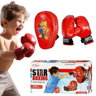 Kids Active Boxing Playset Includes Gloves Punching Pad Perfect XMAS Gift • £13.95