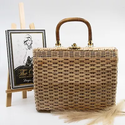Vintage Mid Century Wicker / Rattan  Made In British Hong Kong  Cane Basket Bag • $80.96
