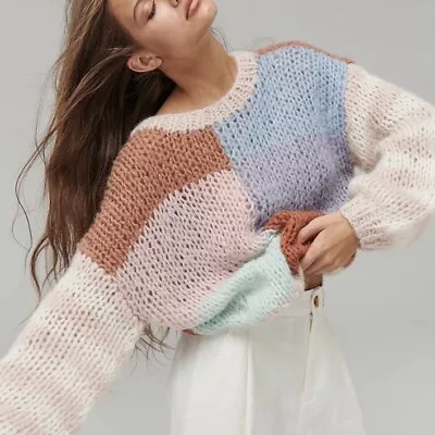 Ghanda Colour Block Chunky Knit Sweater Jumper Size Medium • $45
