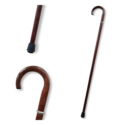 £17.99 • Buy CURVED Wooden Walking Stick Cane Classic Natural Wood SHINY Ø22mm [05B]