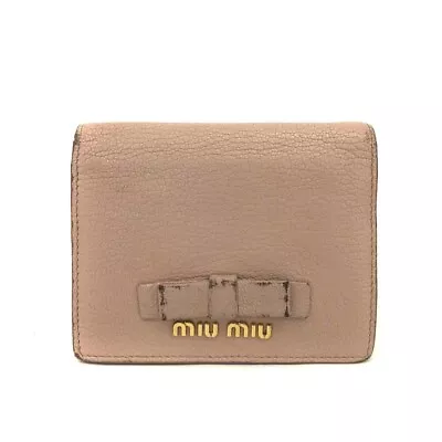 MIU MIU Logo Ribbon Leather Bifold Wallet/9Y0122 • £0.80