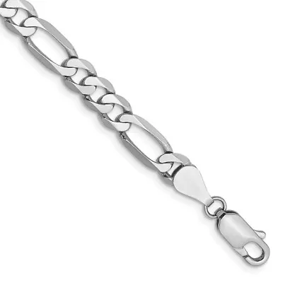 Real 14K White Gold 5.5mm Flat Figaro Chain Bracelet; 8 Inch; Lobster Clasp • $612.84
