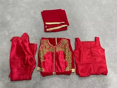 Girls Indian Pakistani Anarkali Red Dress Diwali  Eid Size 22 Age 4 Years • £11.50