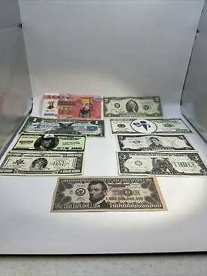 1976 2 Dollar 9 Bill Note Lot Clinton 3 Dollar & Tony Ferrara Fantasy Bills Rare • $19.99