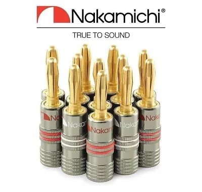 Nakamichi 24k Gold Plated 4mm Banana Plug Cable Wire Audio Speaker Connector • £32.99