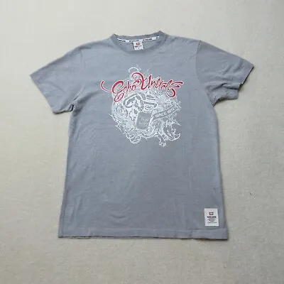 VINTAGE Ecko Unlimited Mens Small Grey Crew Short Sleeve Graffiti Spell Out • £14.99