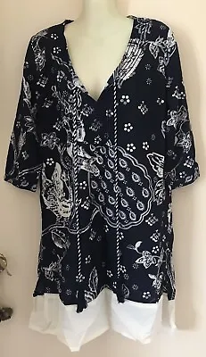 $19.90 • Buy Size S/M Talisman Designer Peacock Lotus Bohemian 100%Indian Cotton Summer Dress