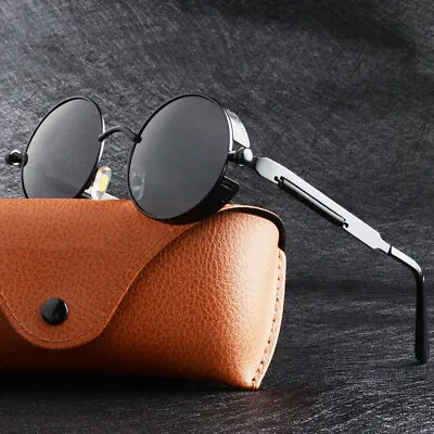 Retro Round Polarized Sunglasses Men Women Vintage Gothic Steampunk Glasses US • $8.54
