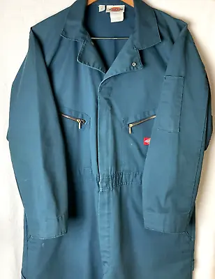 Vtg Dickies Mens Coveralls Sz 46 Short Blue Long Sleeves Jumpsuit Mechanic • $24.87