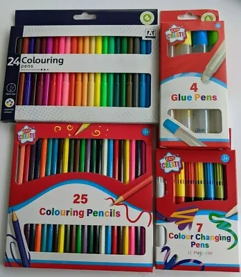 £8.99 • Buy Box Colour Changing Felt Pens Magic Pen & 24 Felt Pens 25 Colouring Pencils Glue