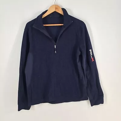 $29.95 • Buy Ralph Lauren RLX Womens Jumper Size L Navy Blue 1/4 Zip Long Sleeve Fleece061285