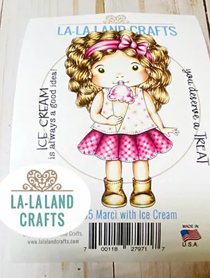 MARCI WITH ICE CREAM-La-La Land Crafts Cling Mount Rubber Stamp-Stamping Craft • $12