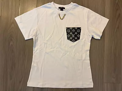 Louis Vuitton Womens Monogram Pocket Tee Shirt White Sz M • $398
