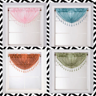 $7.23 • Buy 1pc Lined Valance Swag Rod Pocket Window Dressing Curtain Decor Home Style Rs8 