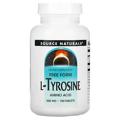 Source Naturals L-Tyrosine 500 Mg 100 Tablets Dairy-Free Egg-Free Gluten-Free • $14.11