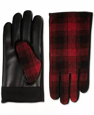 Isotoner Men's Faux-Leather Driving Gloves Touch Screen Smart Red Black Plaid M • $9.99