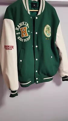 Stranger Things H&M Tigers Varsity Jacket Dark Green Bomber Sadie Hawkins Xl • $44.34