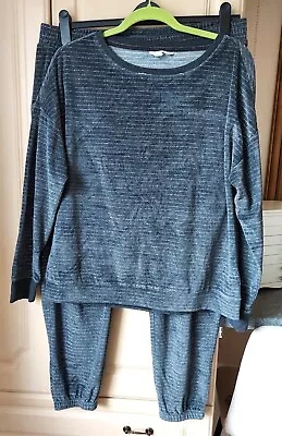 M&S * Grey * Velvet 2piece Leisure / Lounge Suit * Size 16 • £15