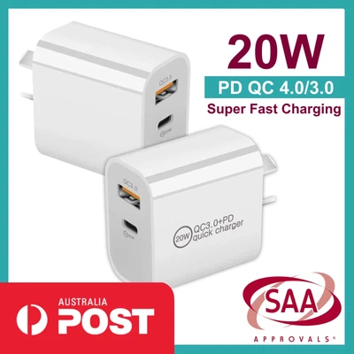 20W Dual Type-C USB-C Fast Wall Charger Power Adapter Plug Cable For Iphone Ipad • $11.99