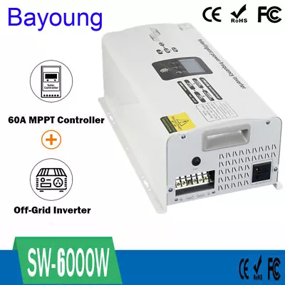 6000W Pure Sine Wave Hybrid Solar Inverter Off Grid 24VDC To 120VAC Controller • $483.99