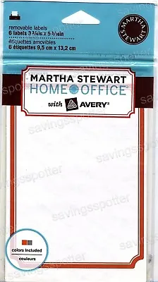 Martha Stewart Home Office With Avery Removable Labels Red Gray Border Pack Of 6 • $5.99