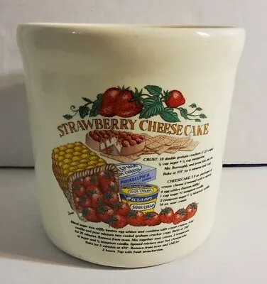 Vintage Ceramic Strawberry Cheesecake Recipe Utensil Jar Kitchen Decor 6.5x6.5 • $45