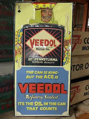 Veedol Motor Oil Sign  King Of Oil  Gasoline Station Pump Dealer • $65