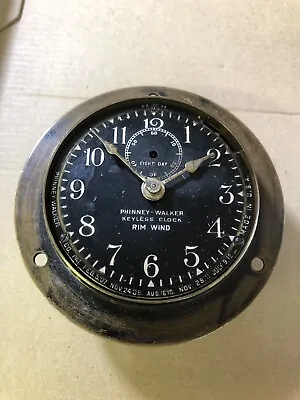 VINTAGE PHINNEY-WALKER KEYLESS  RIM WIND RIM SET AUTOMOBILE  Boat Yacht Clock • $199