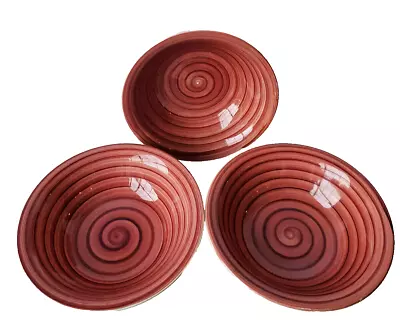 Mulberry Vintage  Home Collection Cranberry Swirl 7  D  Bowls Set Of 3 • $14.97