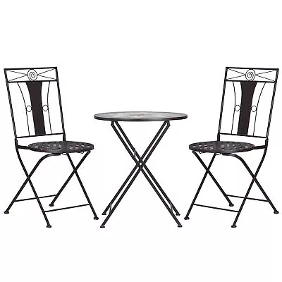 Outsunny 3-Piece Patio Bistro Set W/ Mosaic Round Table And 2 Armless Chairs • £169.99