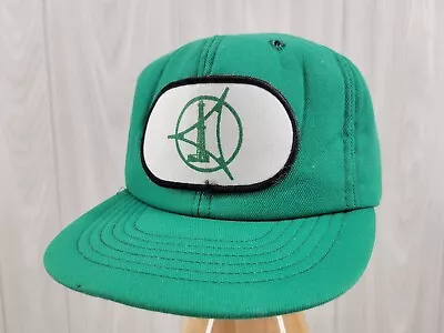 Vintage Snapback Trucker Hat Cap Oil Drilling Rig Patch Green • $14.99