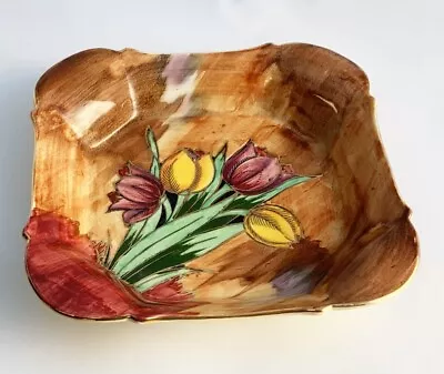 H & K Tunstall Vintage 1930's Hand Painted  Tulip Time  Square  Dish • $45
