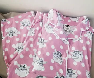 STAR WARS For Munki Munki 2pc Pink Pajamas BABY YODA Sz Medium • $34.99