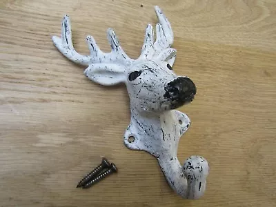 PACK OF 3 STAG HEAD HOOK Rustic Old Vintage Hanging Coat Hanger Peg • £21.99