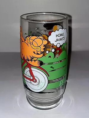 Vintage 1978 McDonald's Tall Garfield Drinking Glass - Garfield & Odie On A Bike • $14.98