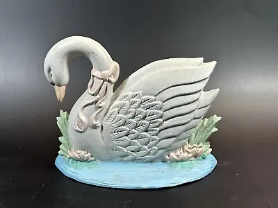 Vtg Midwest Cast Iron Swan W/Pink Bow Metal Door Stop Farmhouse Country Decor • $18