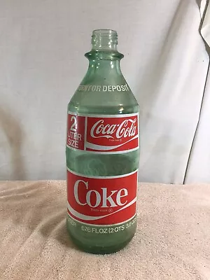 Vintage COCA COLA 2 Liter Glass Bottle 67.6 Fl Oz Green Bottle Heavy Pre-owned • $25.99