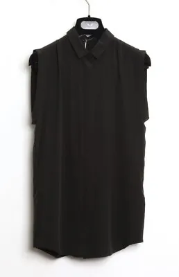 Unconditional Black Crepe Sleeveless Blouse With Back Split - Size Small • £20