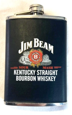 $19.99 • Buy Jim Beam Stainless Steel Hip Flask Black 8oz Bourbon Barware Never Used