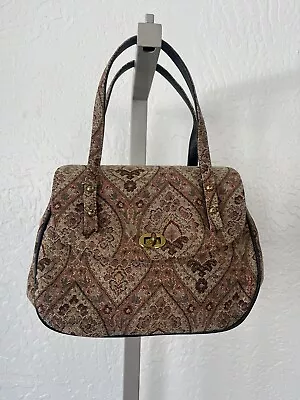 KADIN Vintage 1950's - 60's Floral Carpet TAPESTRY Handbag - Brass Clasp • $19