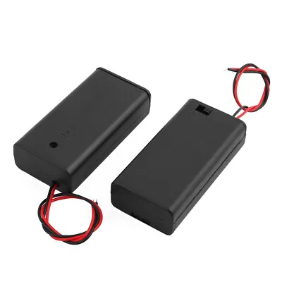 2Pcs 2 X 3V AA Battery Holder Enclosed Case Box On-Off Switch 160mm Leads Black • $6.83