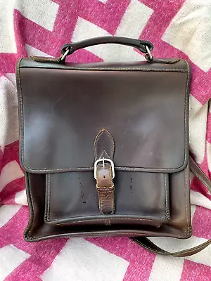 Vintage Brown Leather Box Backpack W/Handle & Adjustable Straps • $85