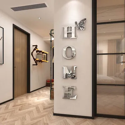 3D Acrylic Large DIY Mirror Home Wall Sticker Family English Alphabet Decoration • £6.83